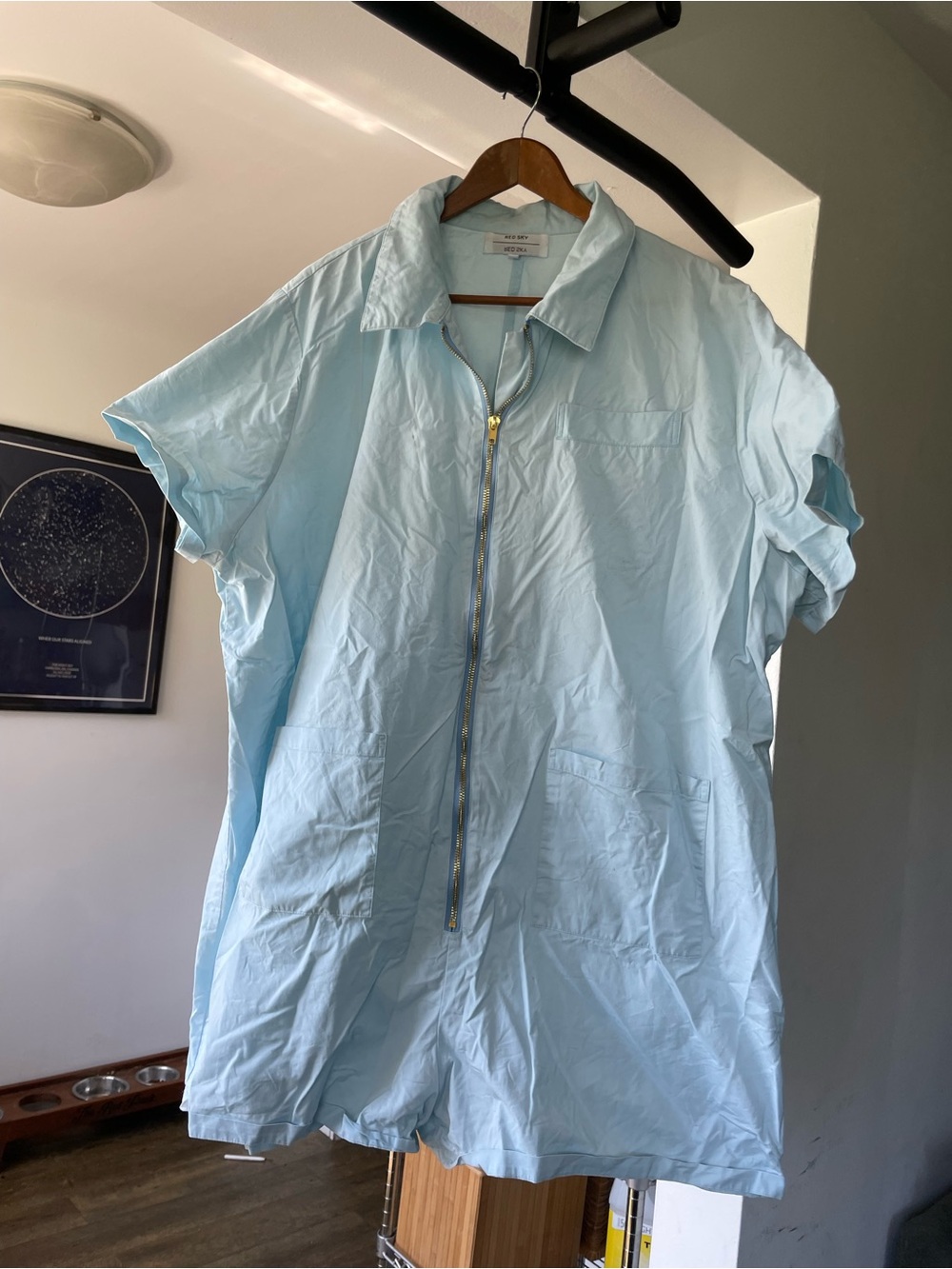 RedSky Light Blue Full-zip Short Romper